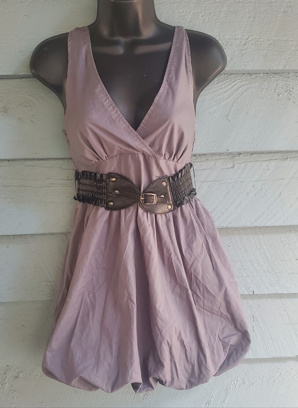 Poetry Sleeveless Gray V-Neck Mini Dress